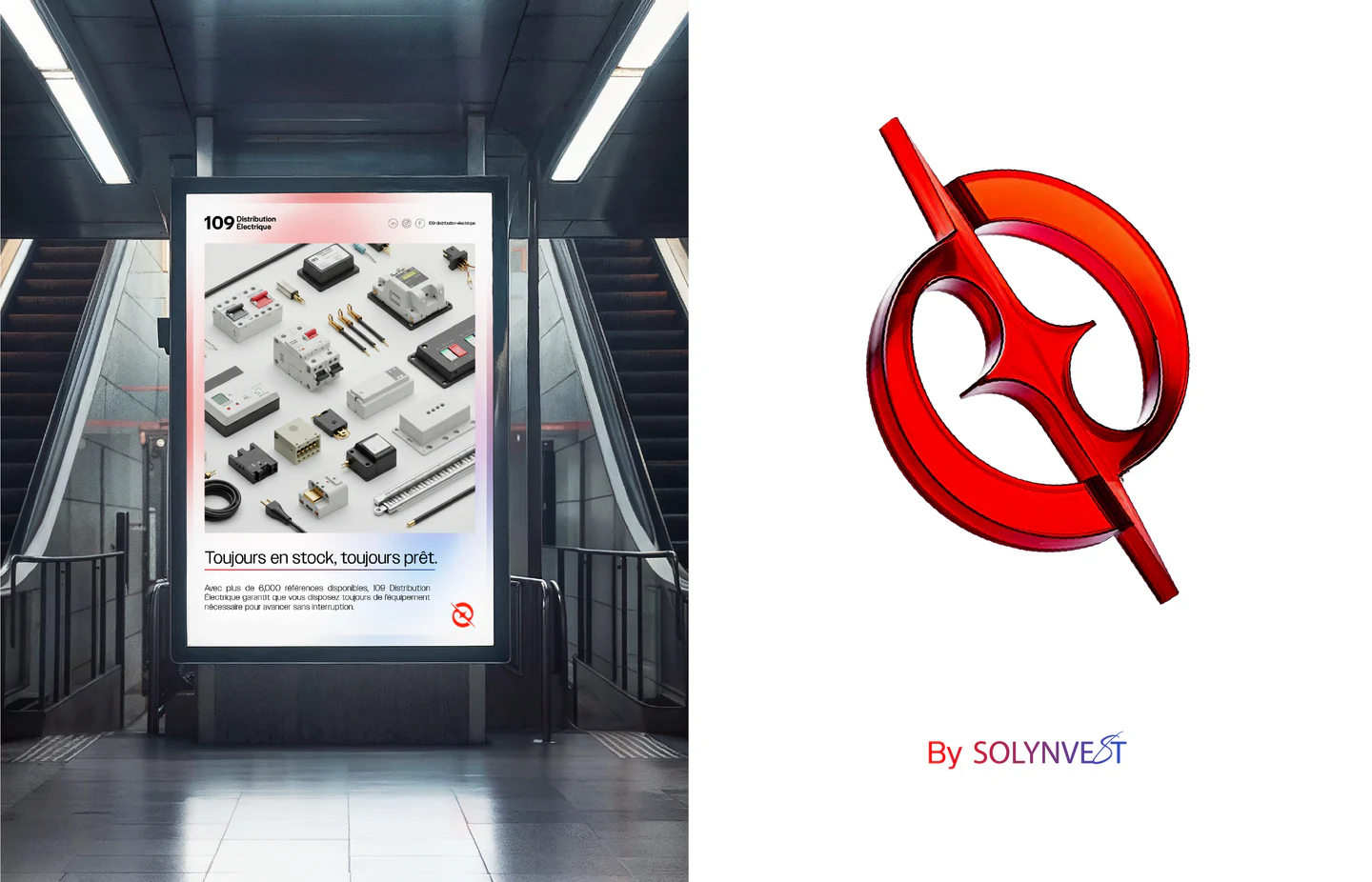 A metro poster and the 3D logomark