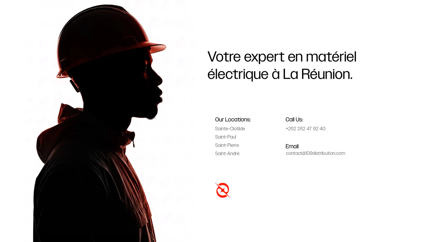 A silhouette in a hard hat: Votre expert en matériel électrique à La Réunion