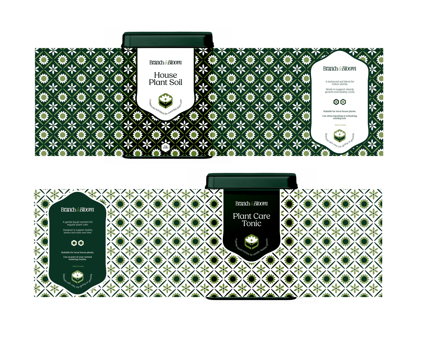 House plant soil and plant care tonic labels