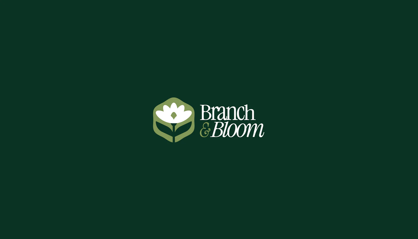 The Branch & Bloom logo on deep green