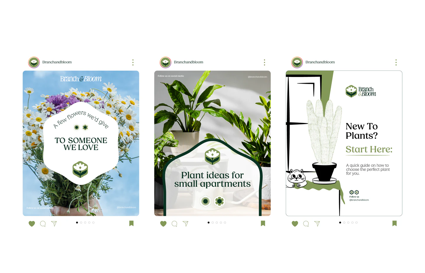 Three Branch & Bloom social posts