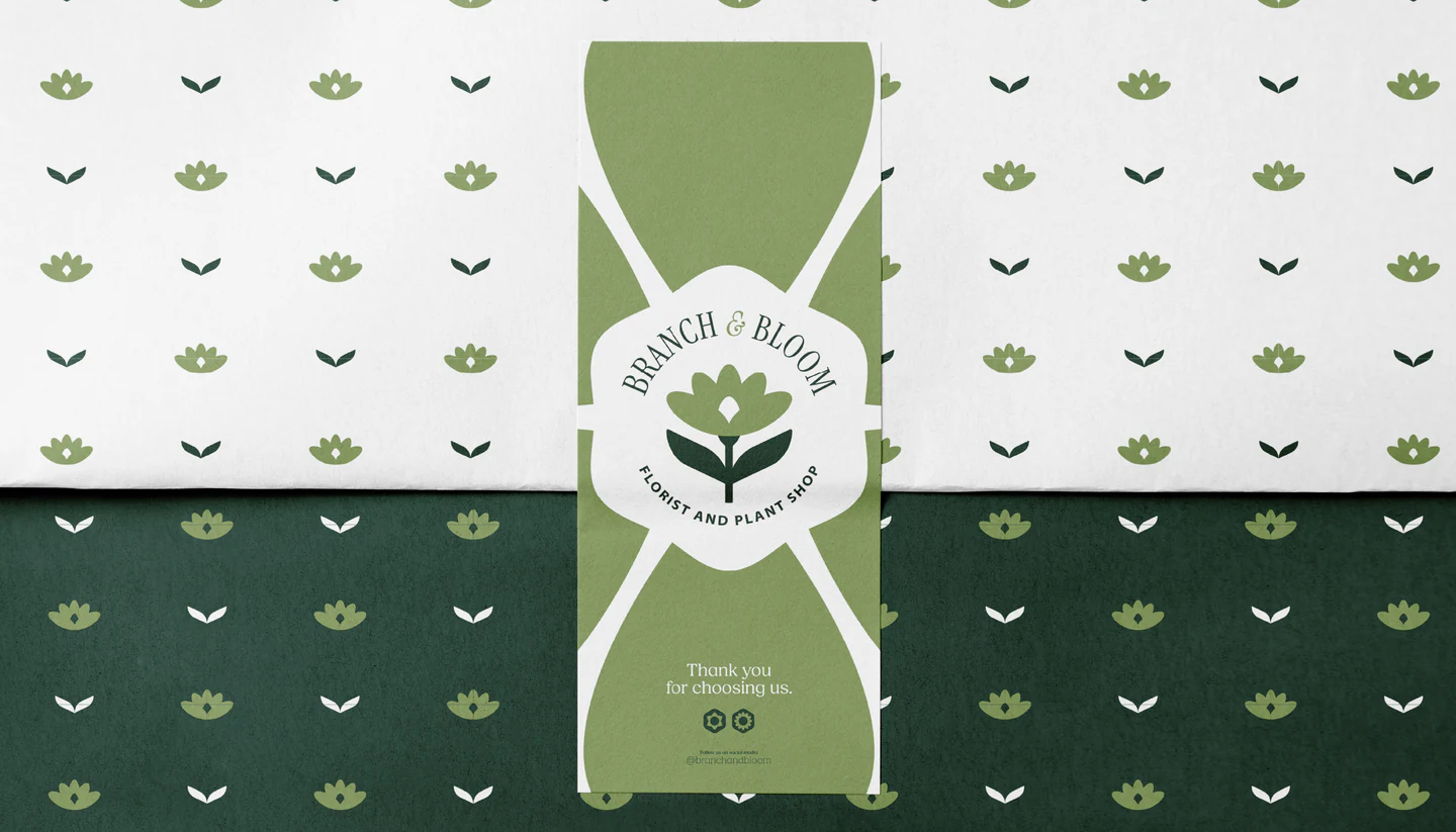 Patterned wrapping paper with a label