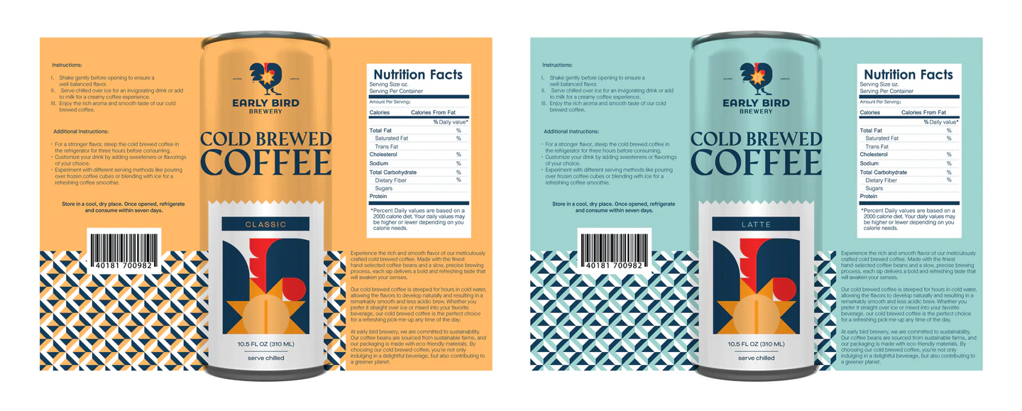 Cold brew coffee can labels