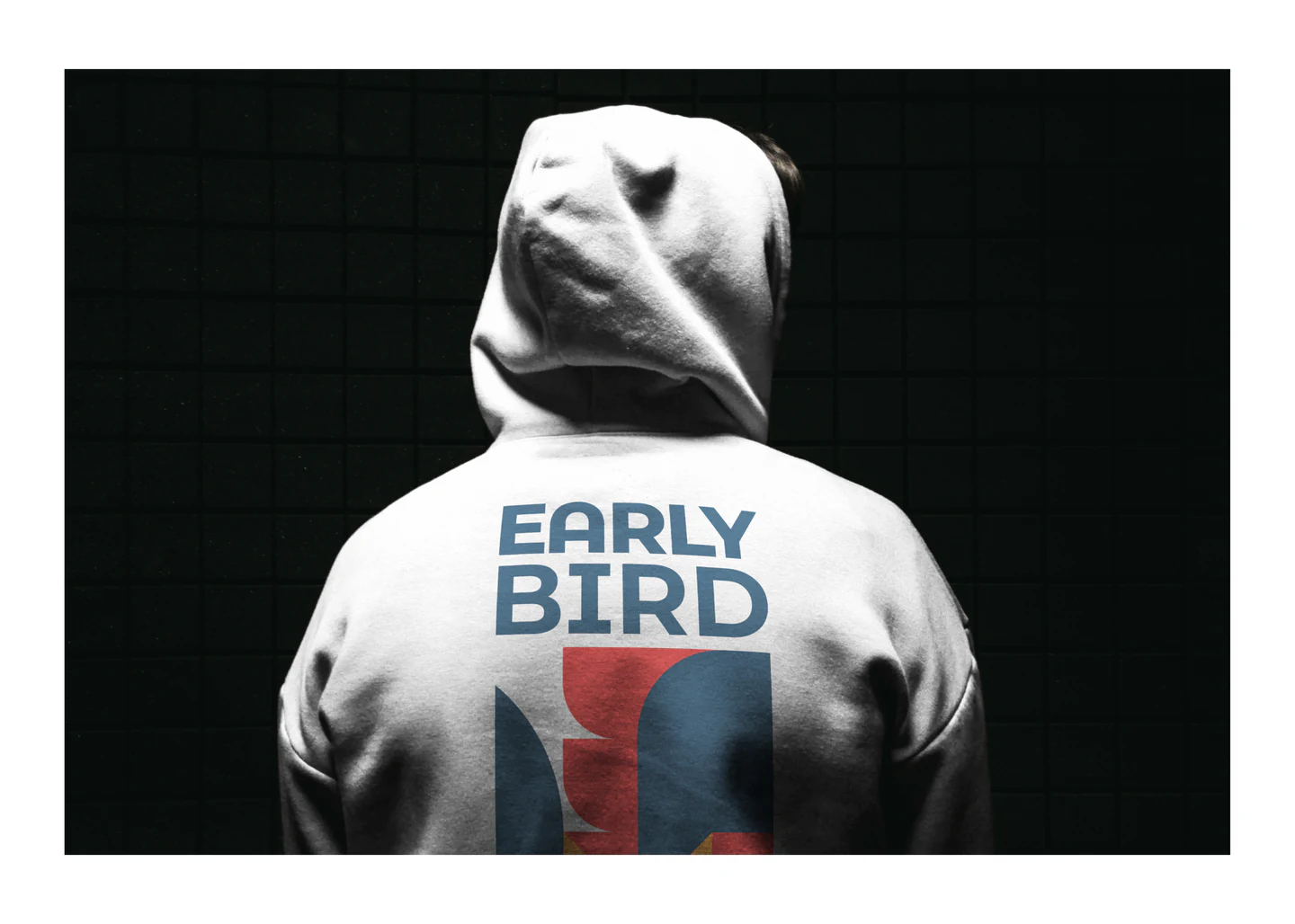 The back of a hoodie with the Early Bird wordmark