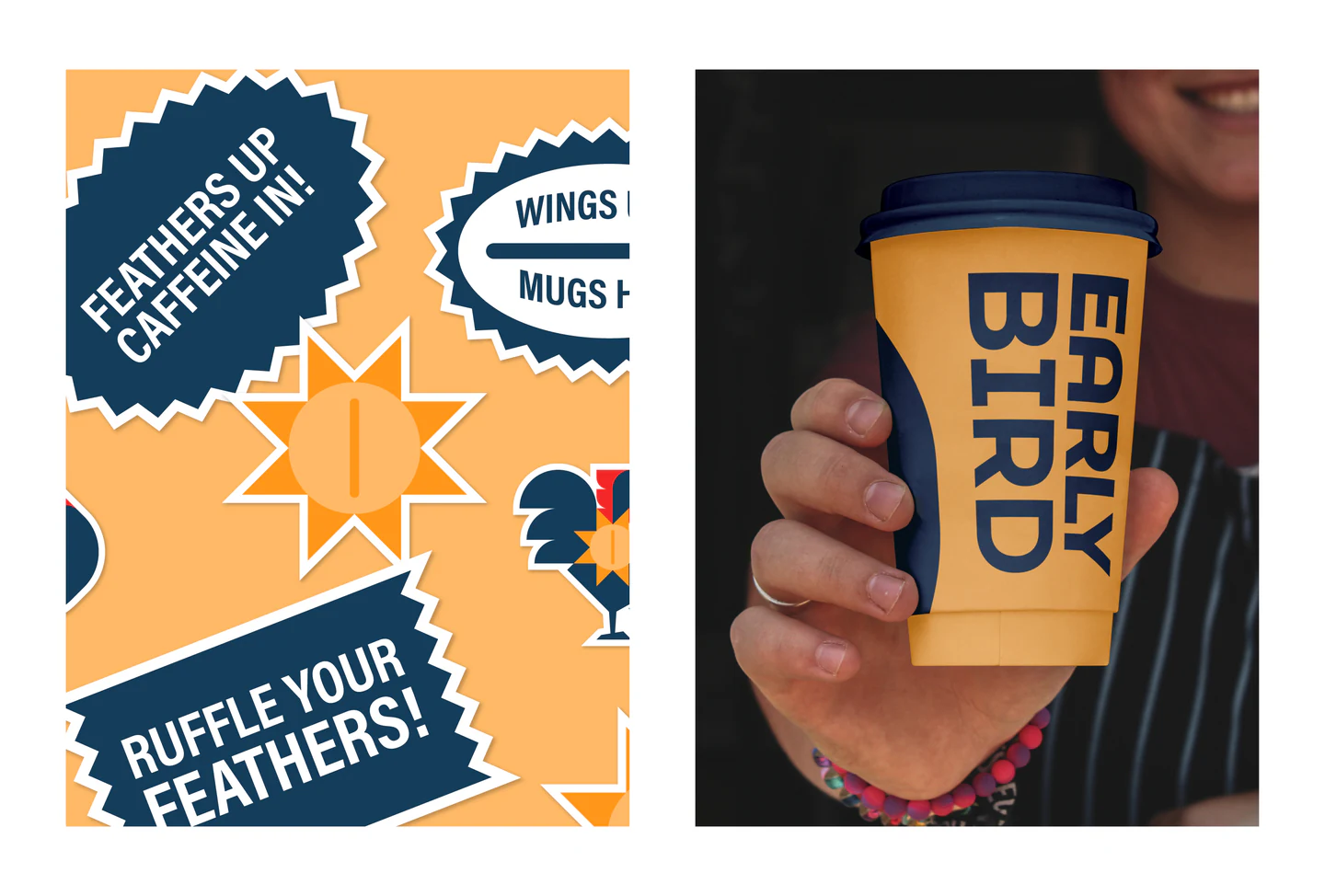 Stickers: Feathers up, caffeine in; Ruffle your feathers