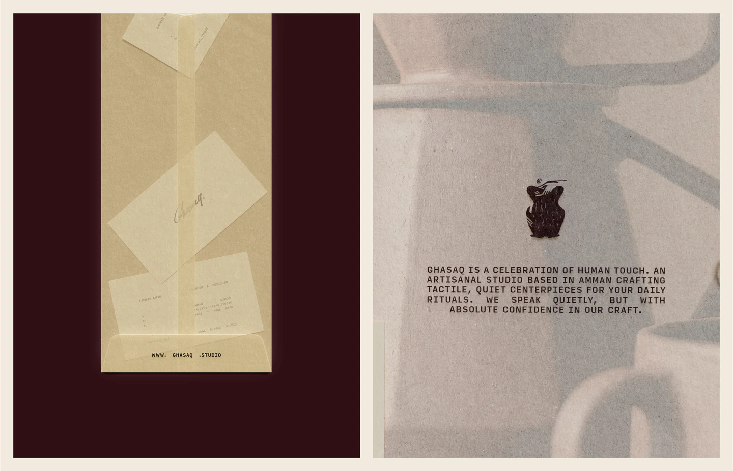 A layered folder and a card with the mark