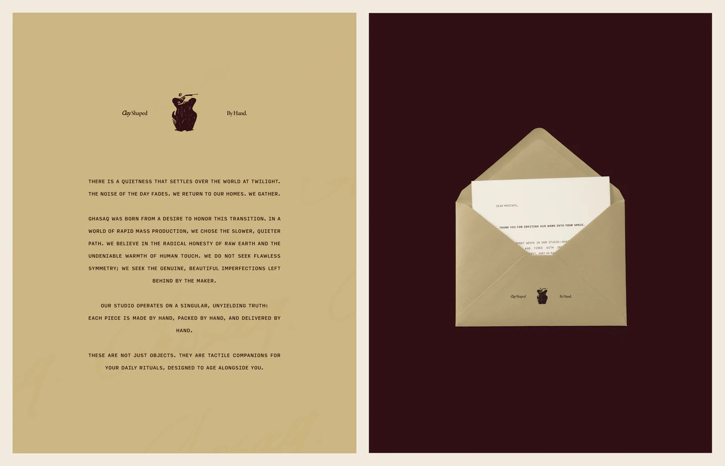 The brand letter and a sand envelope