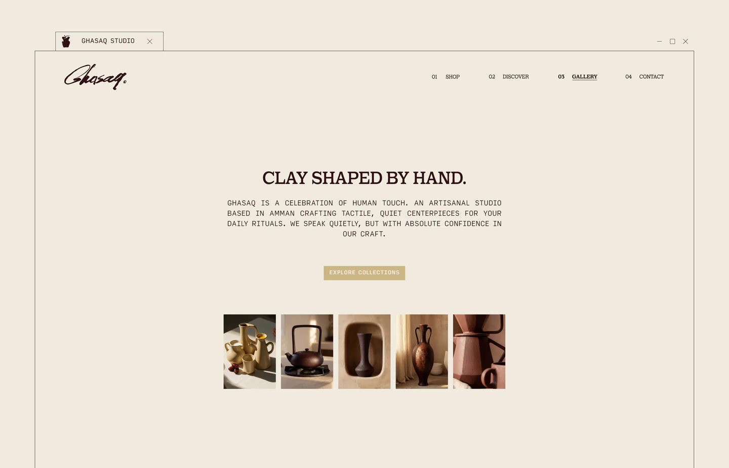 The Ghasaq homepage: Clay shaped by hand