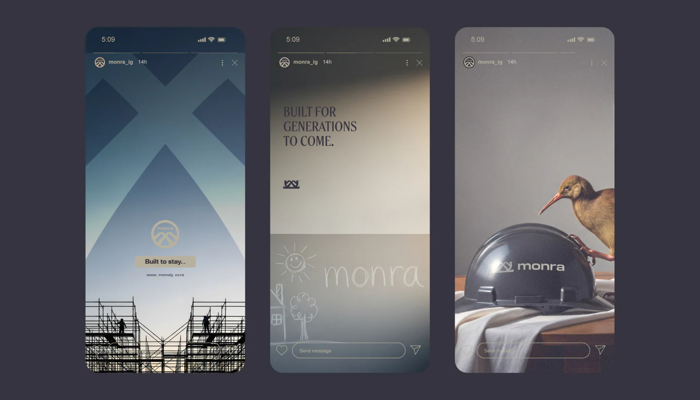Three Monra mobile screens