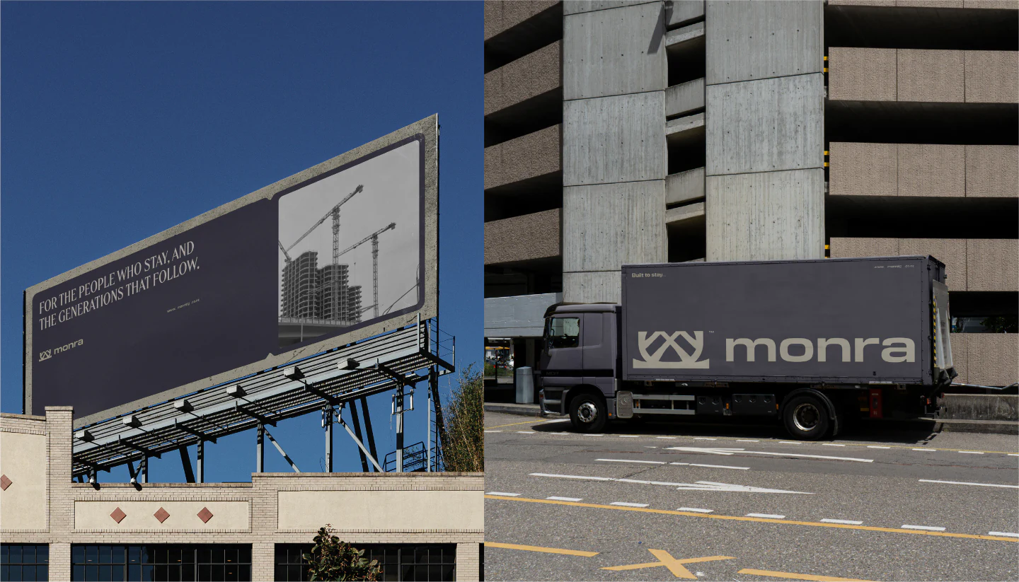 Roadside billboard and a Monra truck