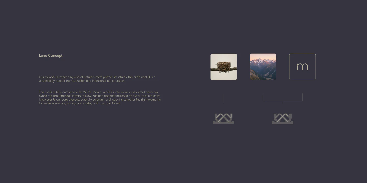 Logo concept: from nest to mountain to M