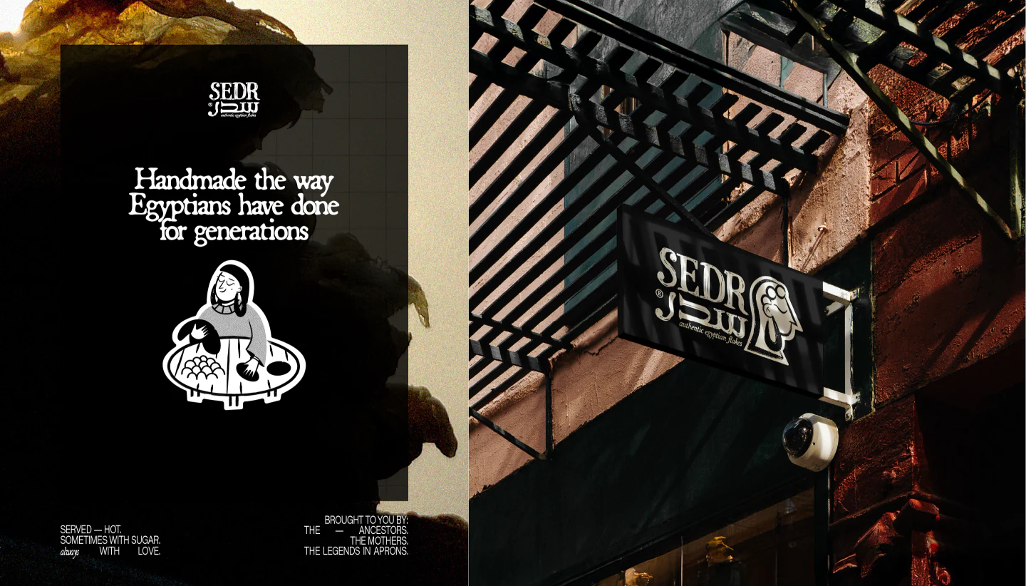 Window poster and a blade sign on a New York street