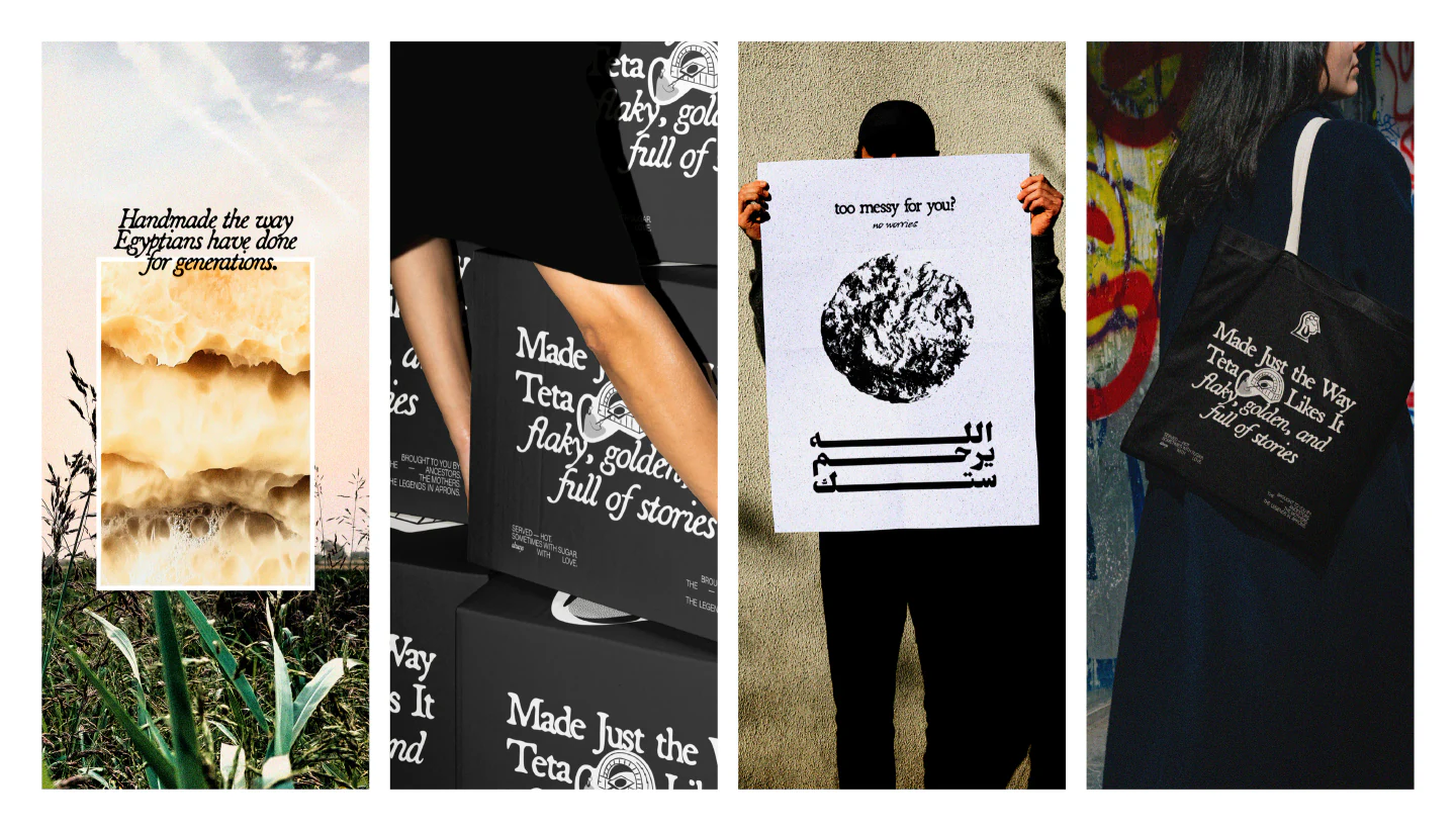 Posters, bags and totes in use