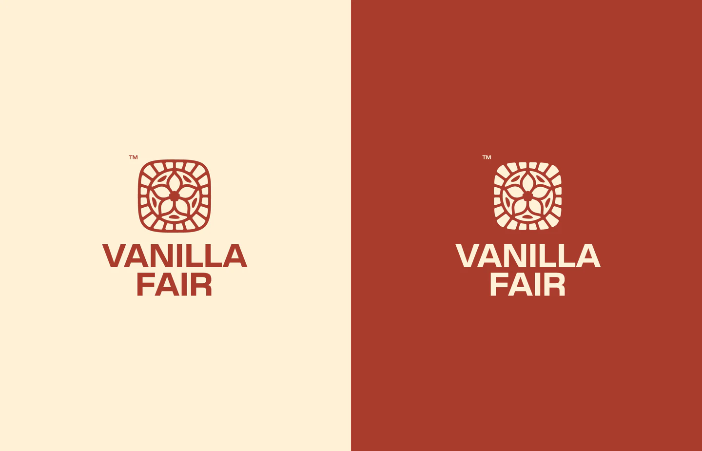 The emblem on cream and on red