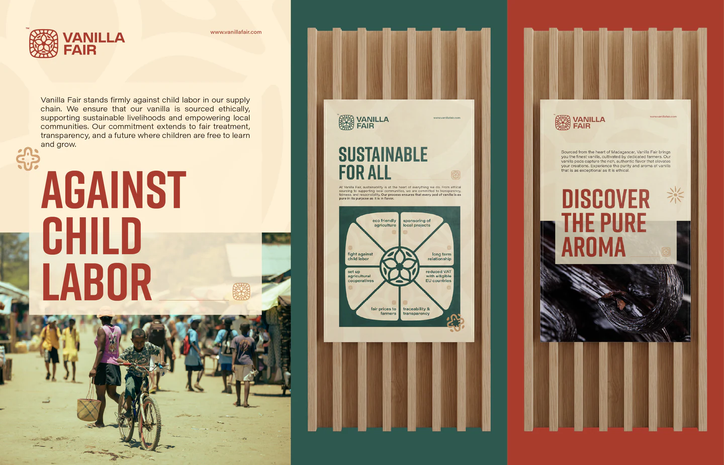 Campaign panels: Against child labor, Sustainable for all