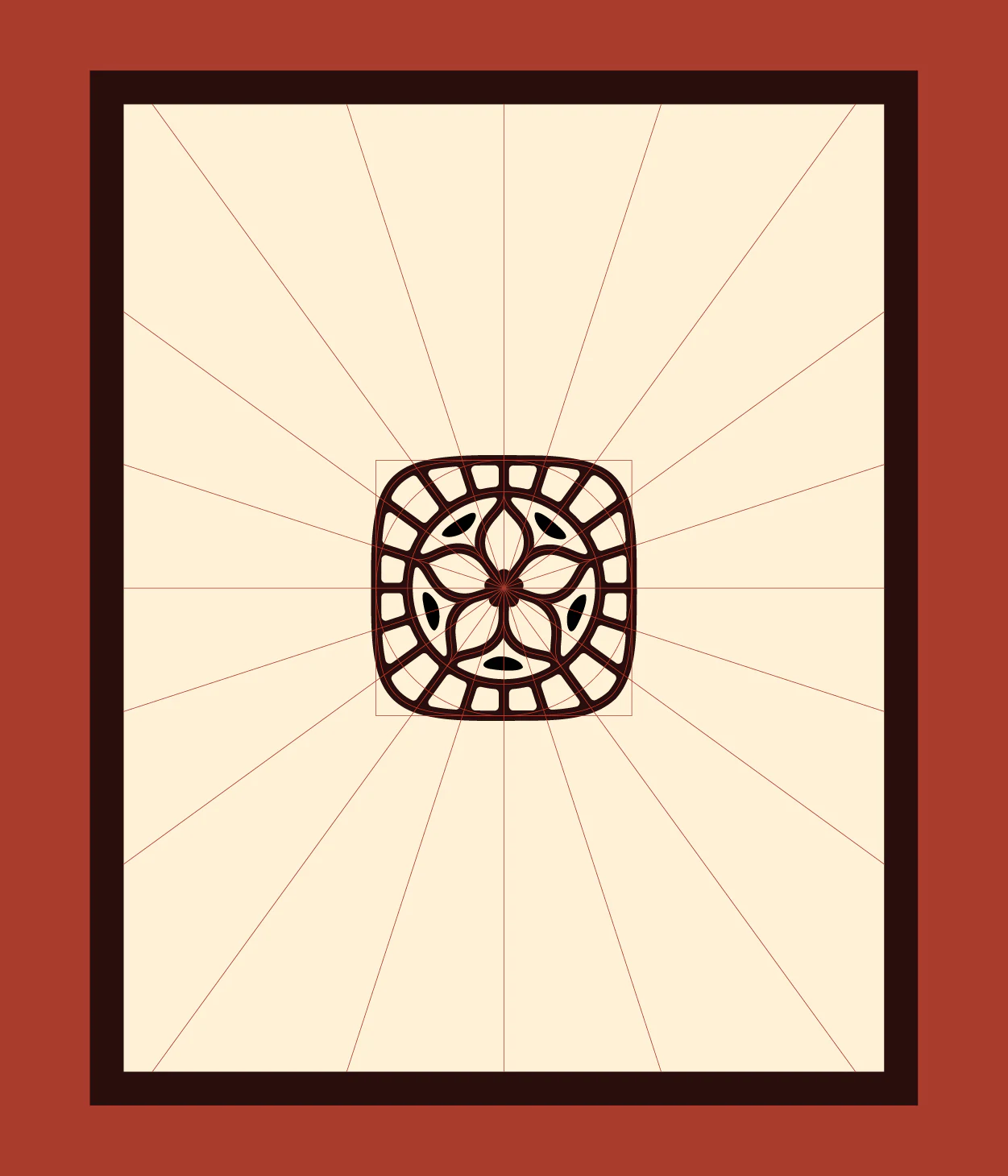 The emblem drawn on its construction lines
