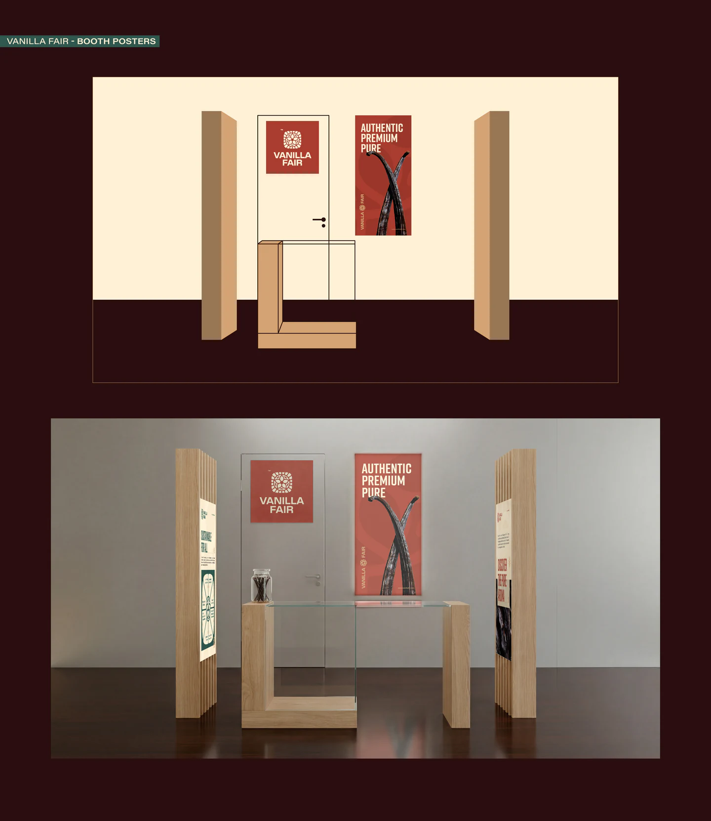 Two views of the booth
